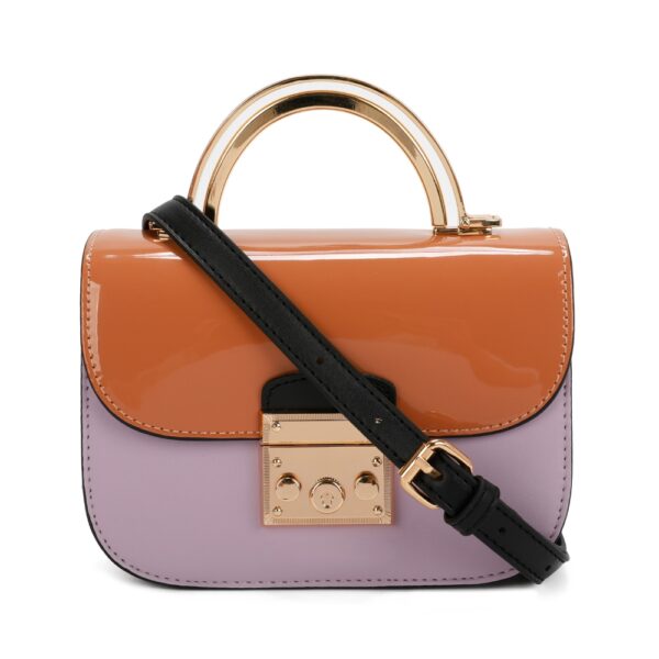 Elegant Rectangular Flap Bag with Metallic Lock & Top Handle.