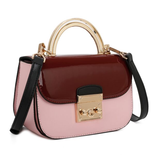 Elegant Rectangular Flap Bag with Metallic Lock & Top Handle. - Image 2