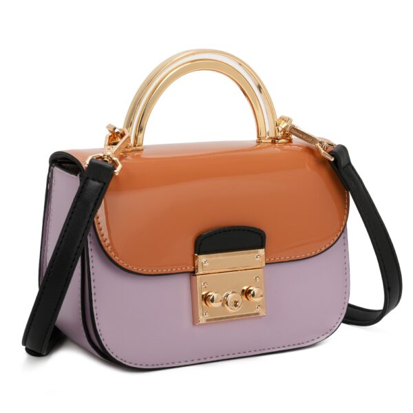Elegant Rectangular Flap Bag with Metallic Lock & Top Handle. - Image 7