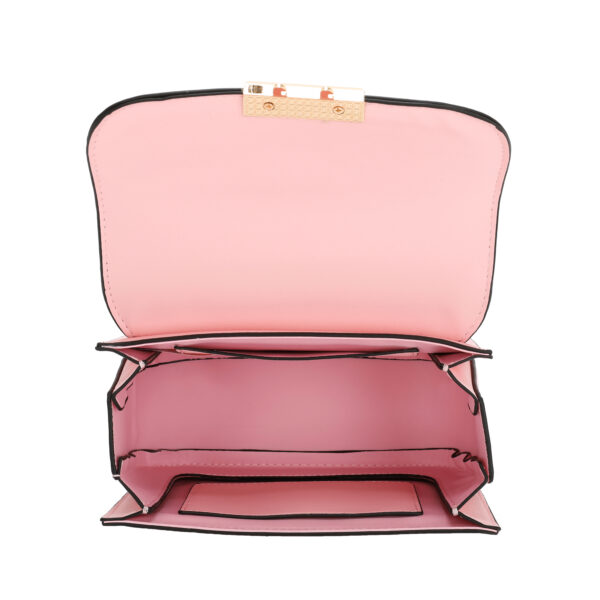 Elegant Rectangular Flap Bag with Metallic Lock & Top Handle. - Image 4